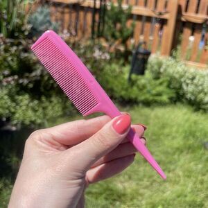 Vintage Ace Unbreakable Plastic 8"‎ Pink Rat tail  Comb Retro USA